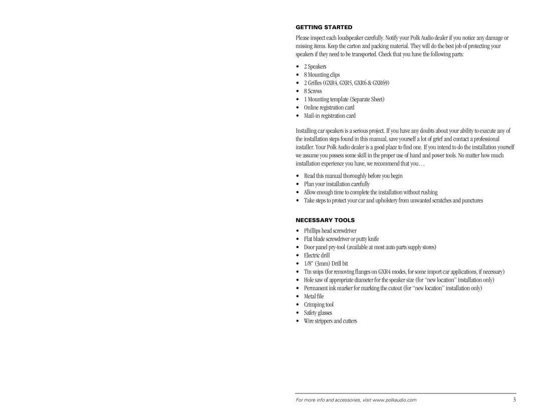 Bushnell GGXRXR manual Getting Started, Necessary Tools 