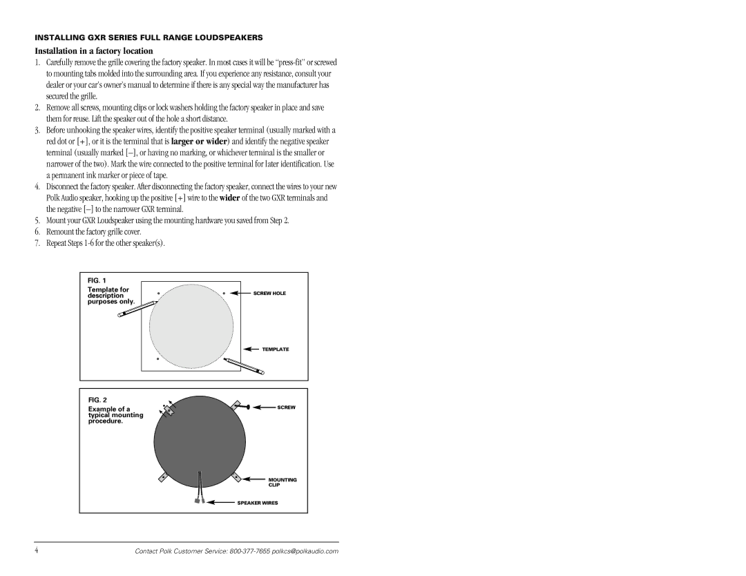 Bushnell GGXRXR manual Installation in a factory location, Installing GXR Series Full Range Loudspeakers 