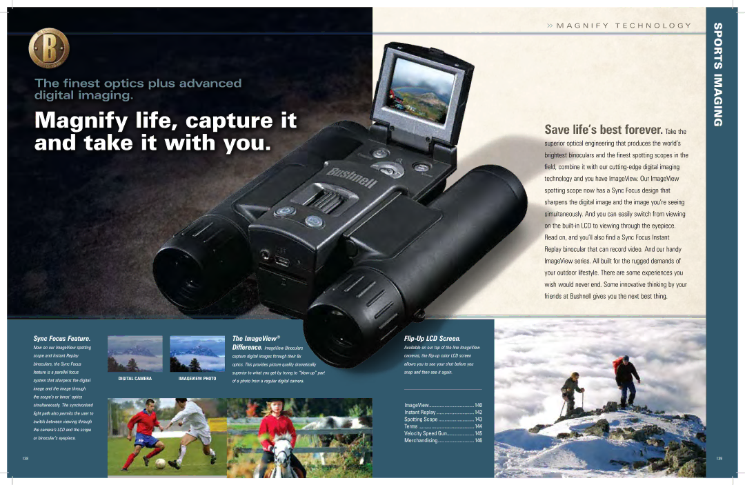 Bushnell MagnificaTion manual Magnify life, capture it and take it with you, ISports maging 