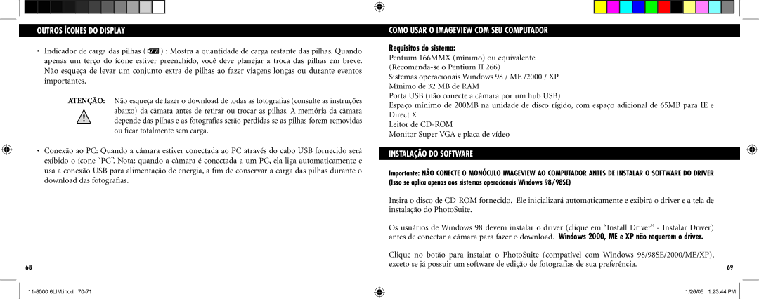 Bushnell Nov-00 Outros Ícones do Display, Como Usar O Imageview COM SEU Computador, Requisitos do sistema 