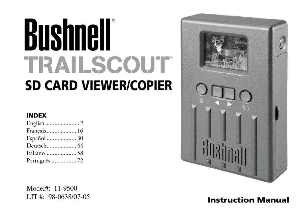 Bushnell Nov-00 instruction manual SD Card VIEWER/COPIER 