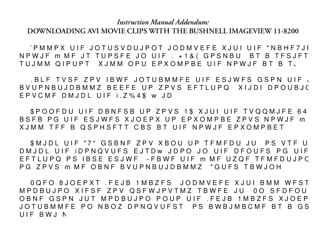 Bushnell Nov-00 manual Downloading AVI Movie Clips with the Bushnell Imageview 