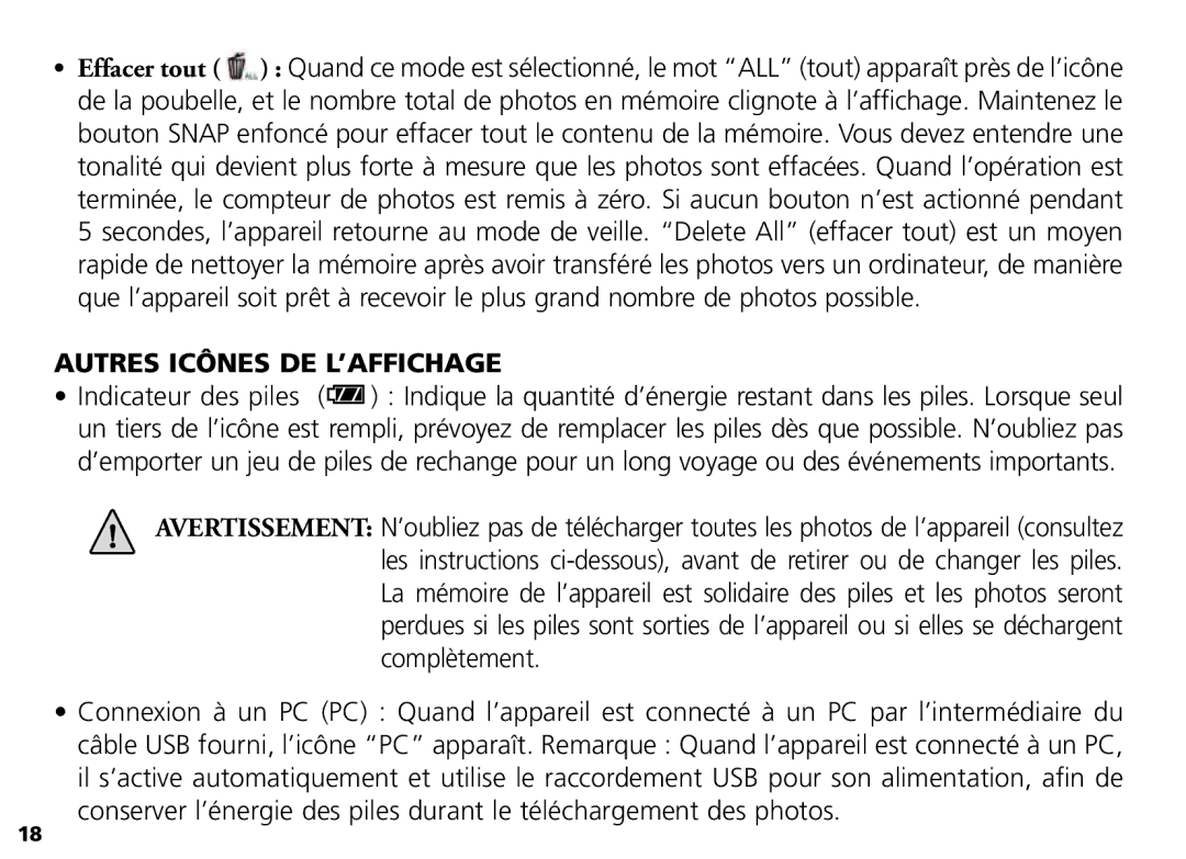 Bushnell Nov-00 manual Autres Icônes DE L’AFFICHAGE 