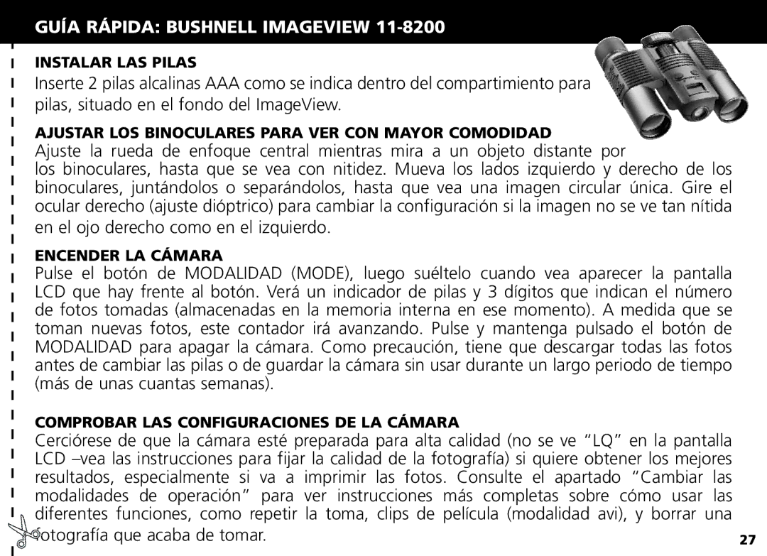 Bushnell Nov-00 manual Guía Rápida Bushnell Imageview, Fotografía que acaba de tomar 