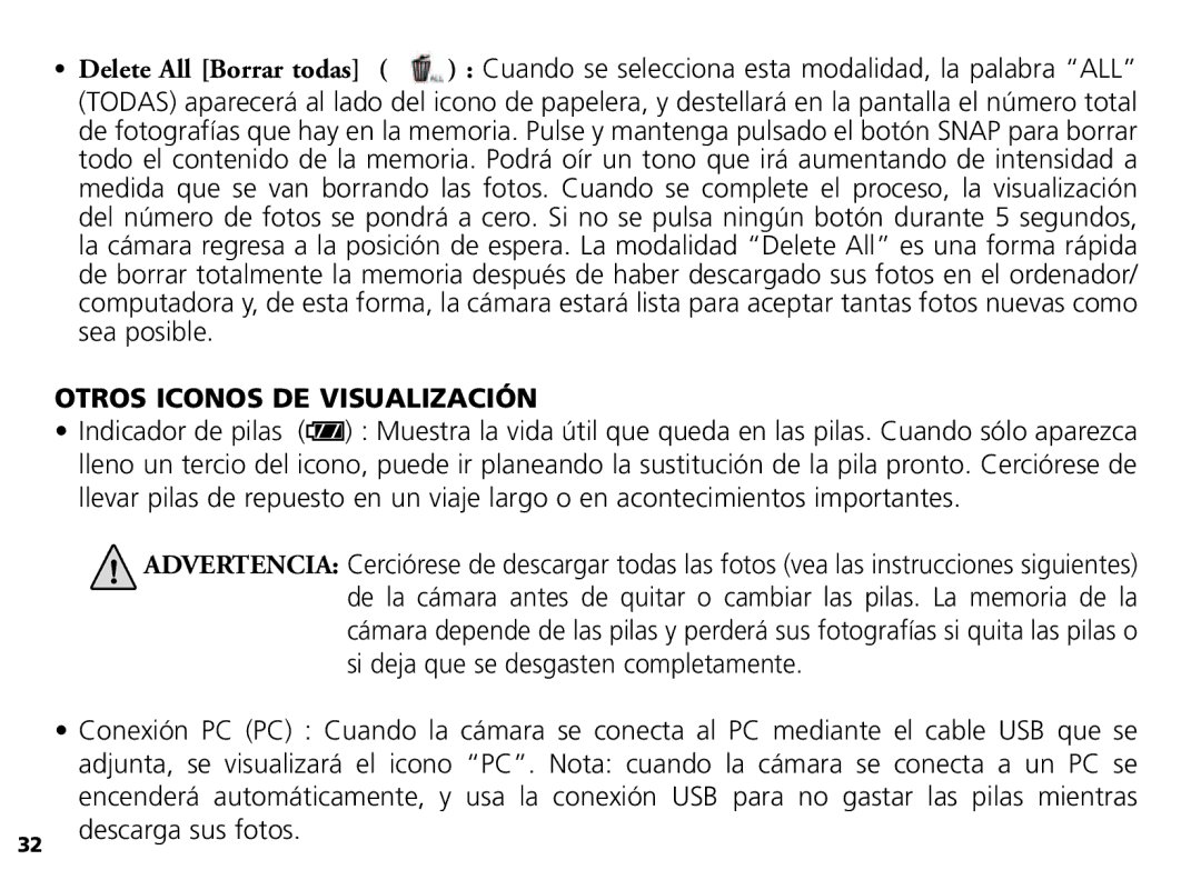 Bushnell Nov-00 manual Otros Iconos DE Visualización 