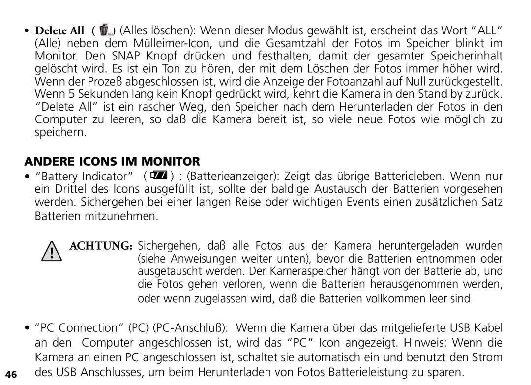 Bushnell Nov-00 manual Andere Icons IM Monitor 