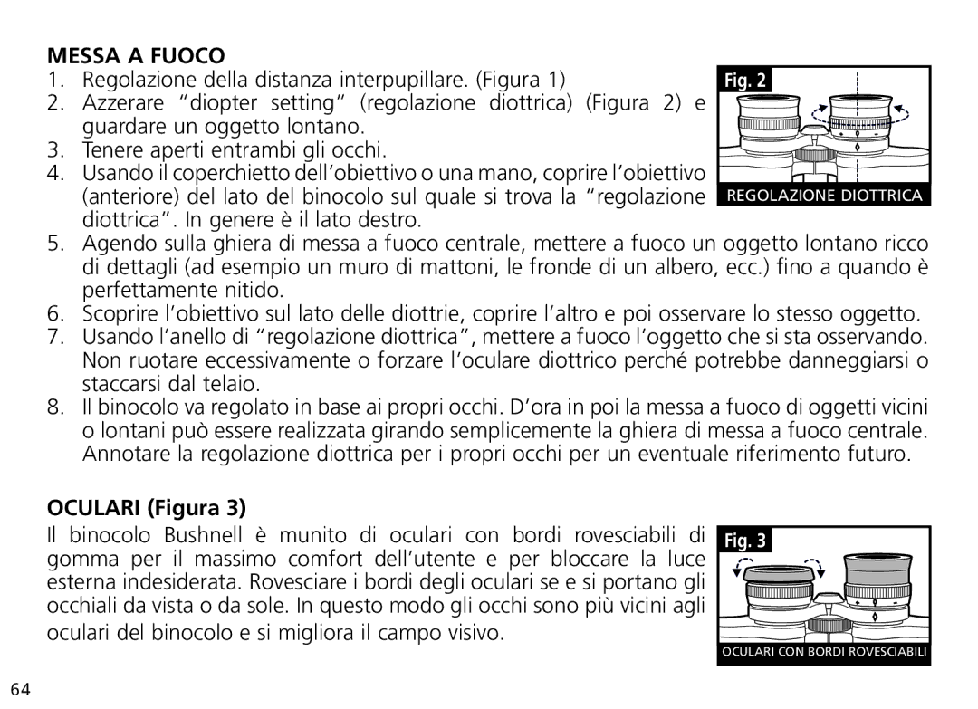 Bushnell Nov-00 manual Messa a Fuoco, Oculari Figura 