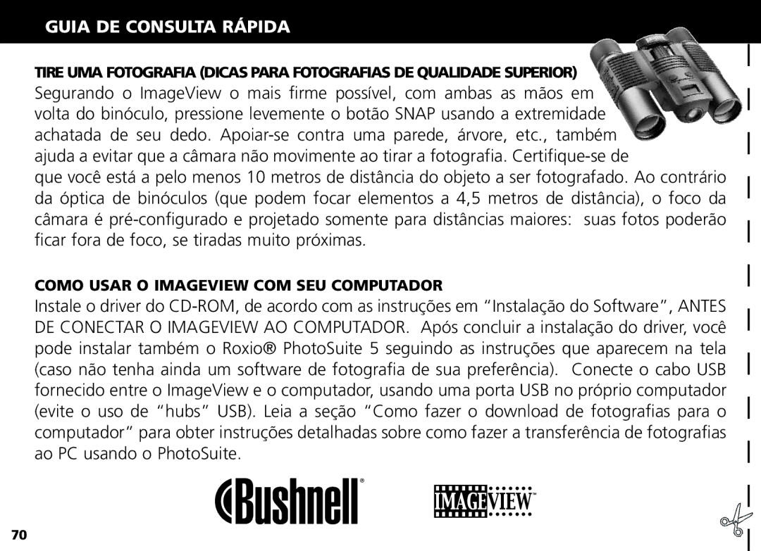 Bushnell Nov-00 manual Guia DE Consulta Rápida, Como Usar O Imageview COM SEU Computador 