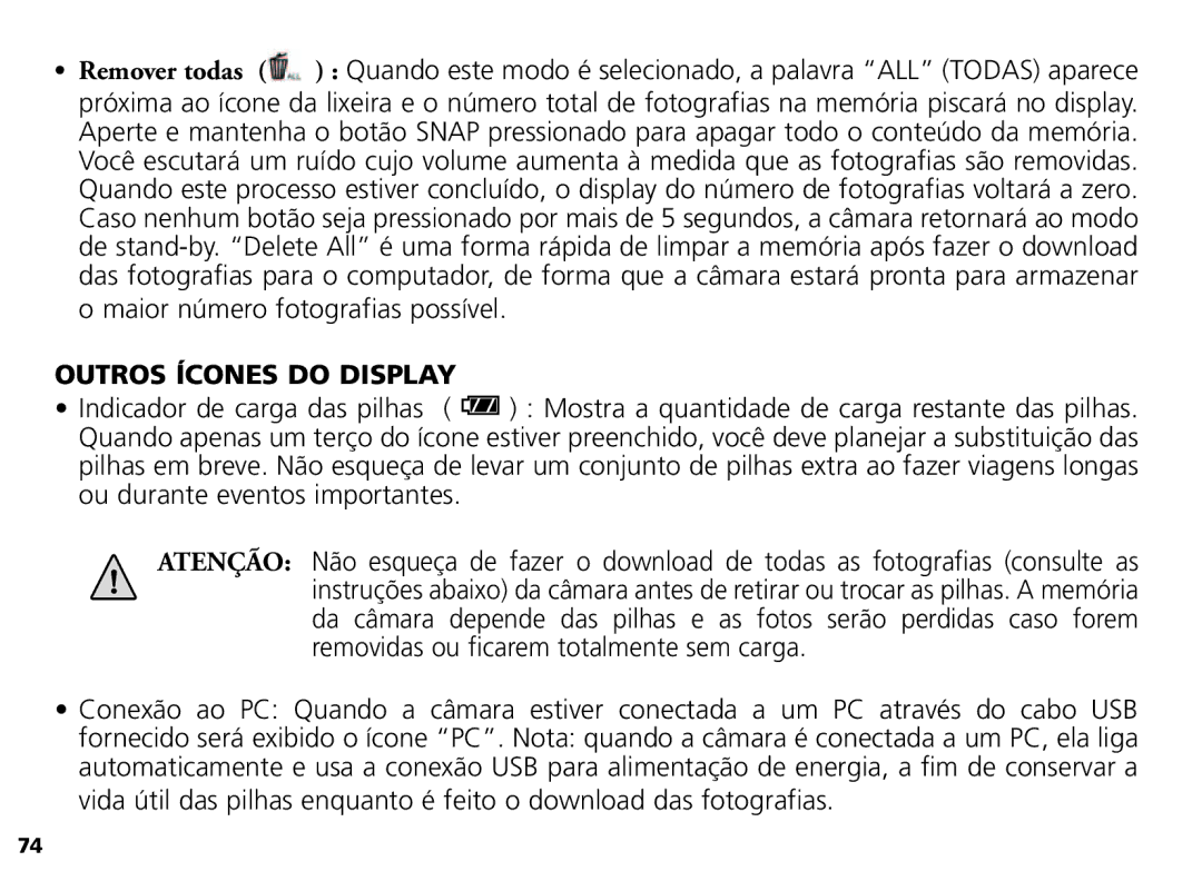 Bushnell Nov-00 manual Outros Ícones do Display 