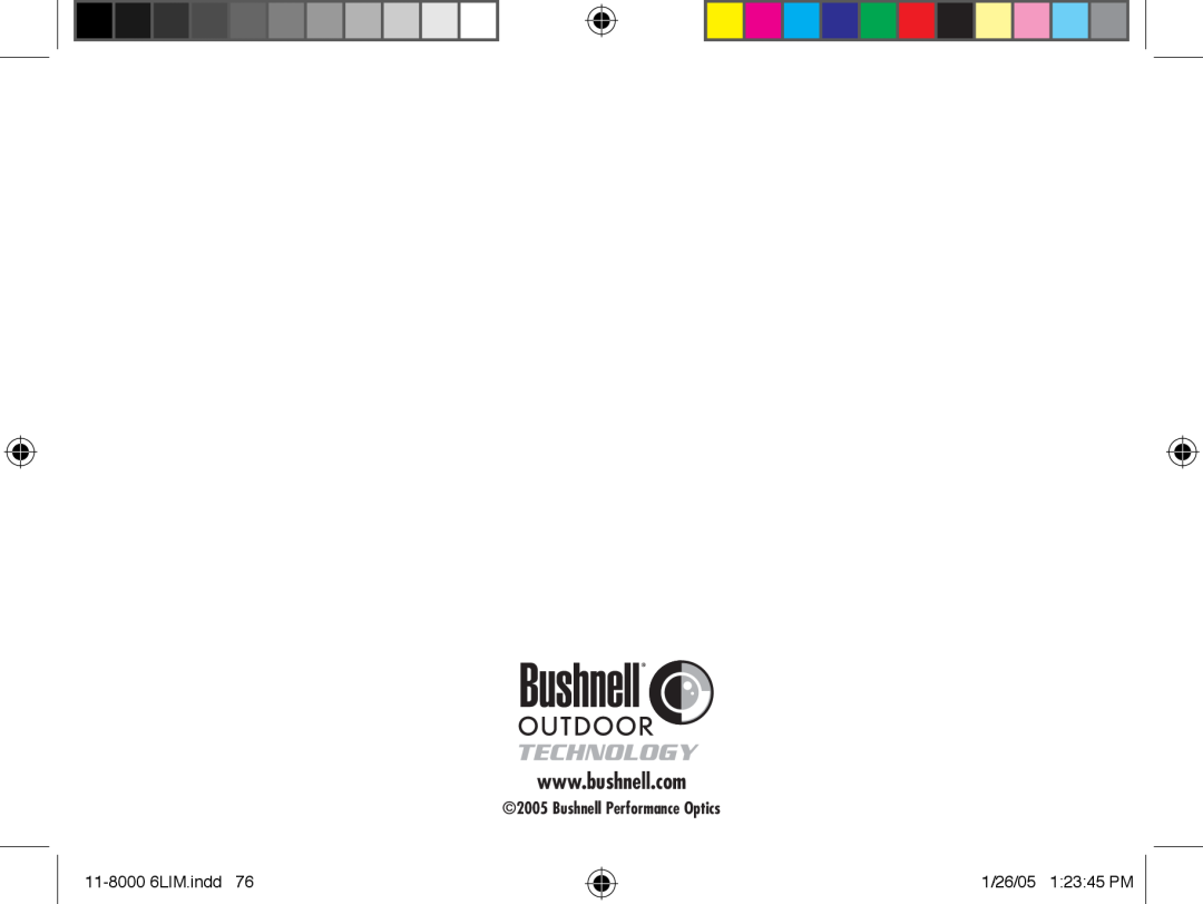 Bushnell Nov-00 instruction manual Bushnell Performance Optics, 11-8000 6LIM.indd, 1/26/05 12345 PM 