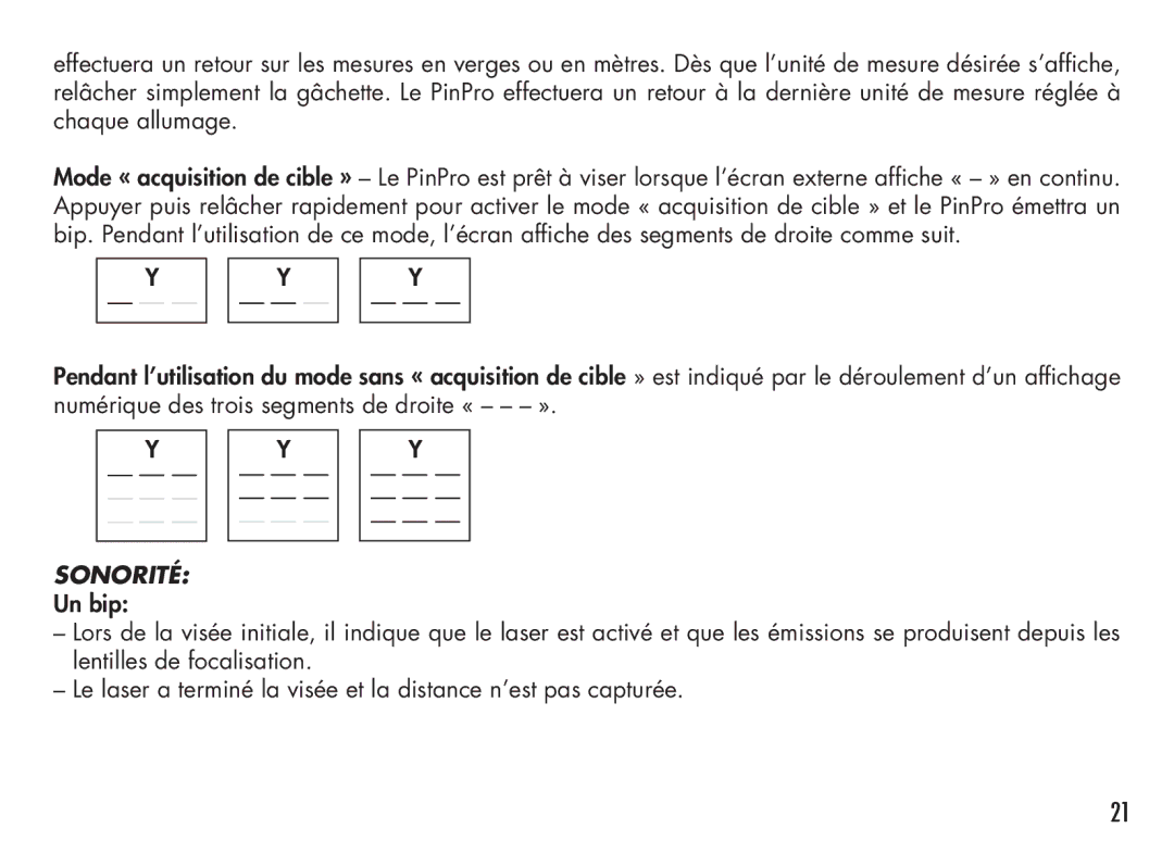 Bushnell 98-1214/05-08, PinPro manual Sonorité 