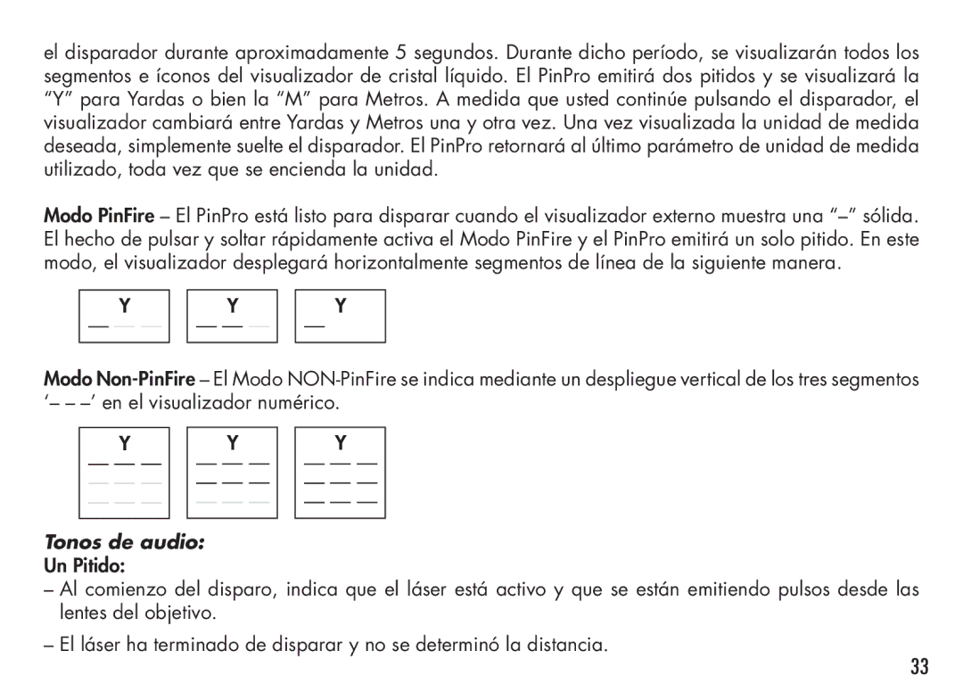 Bushnell 98-1214/05-08, PinPro manual Tonos de audio 