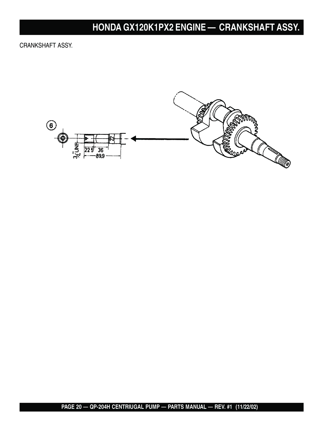 Bushnell QP-204H manual Crankshaft Assy 