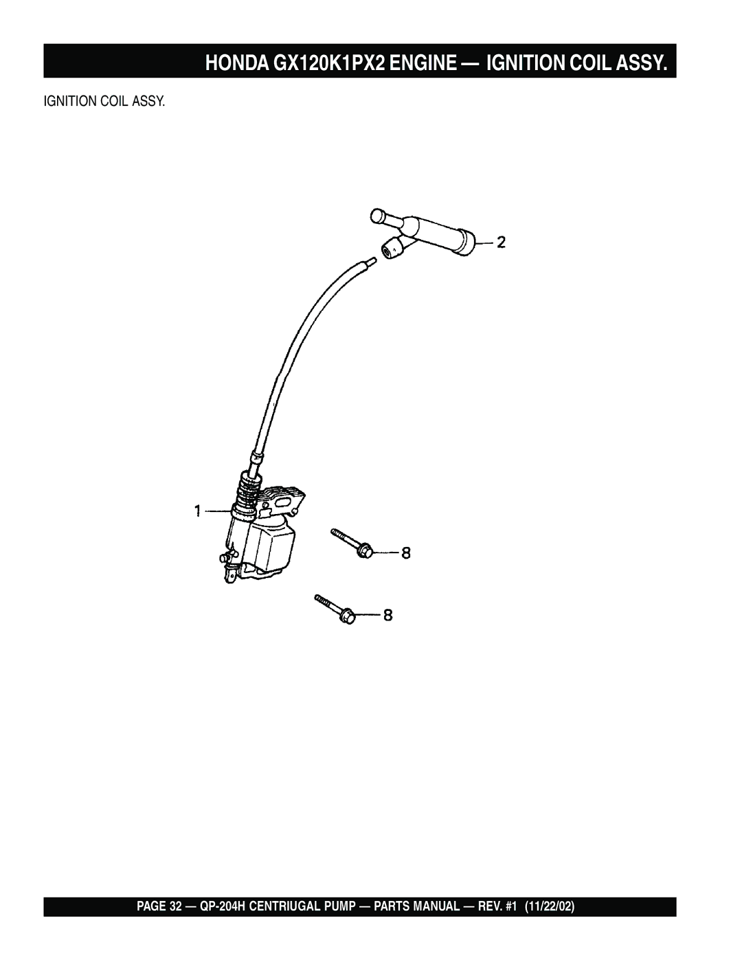 Bushnell QP-204H manual Ignition Coil Assy 