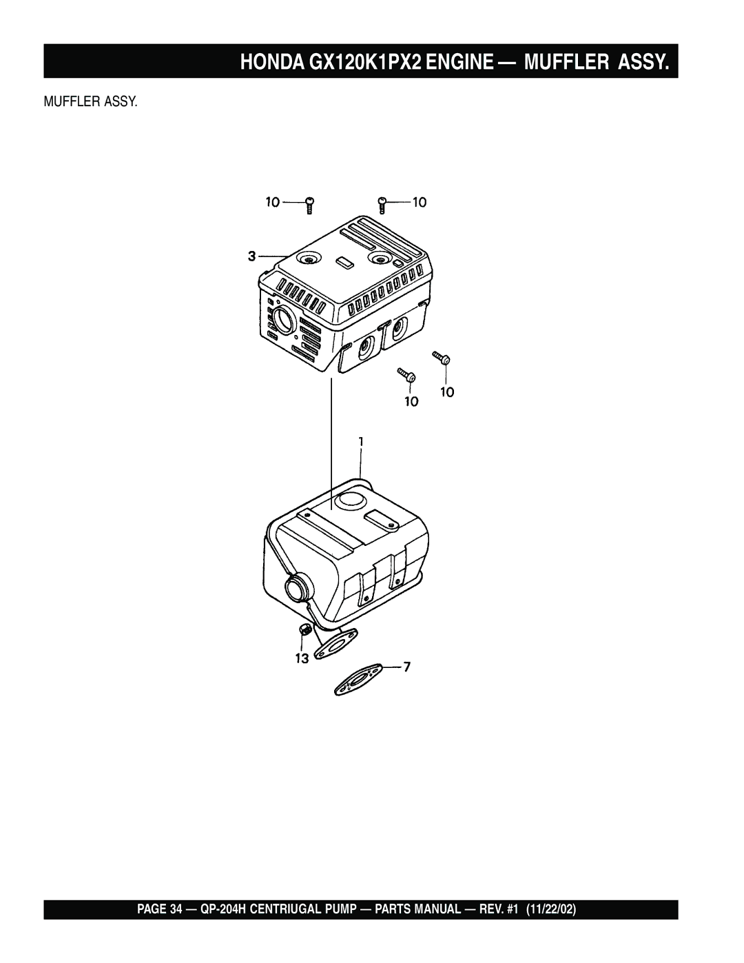 Bushnell QP-204H manual Muffler Assy 