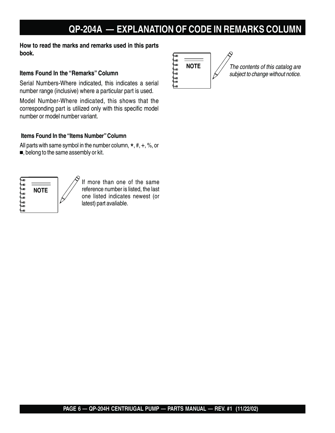 Bushnell QP-204H manual QP-204A Explanation of Code in Remarks Column 