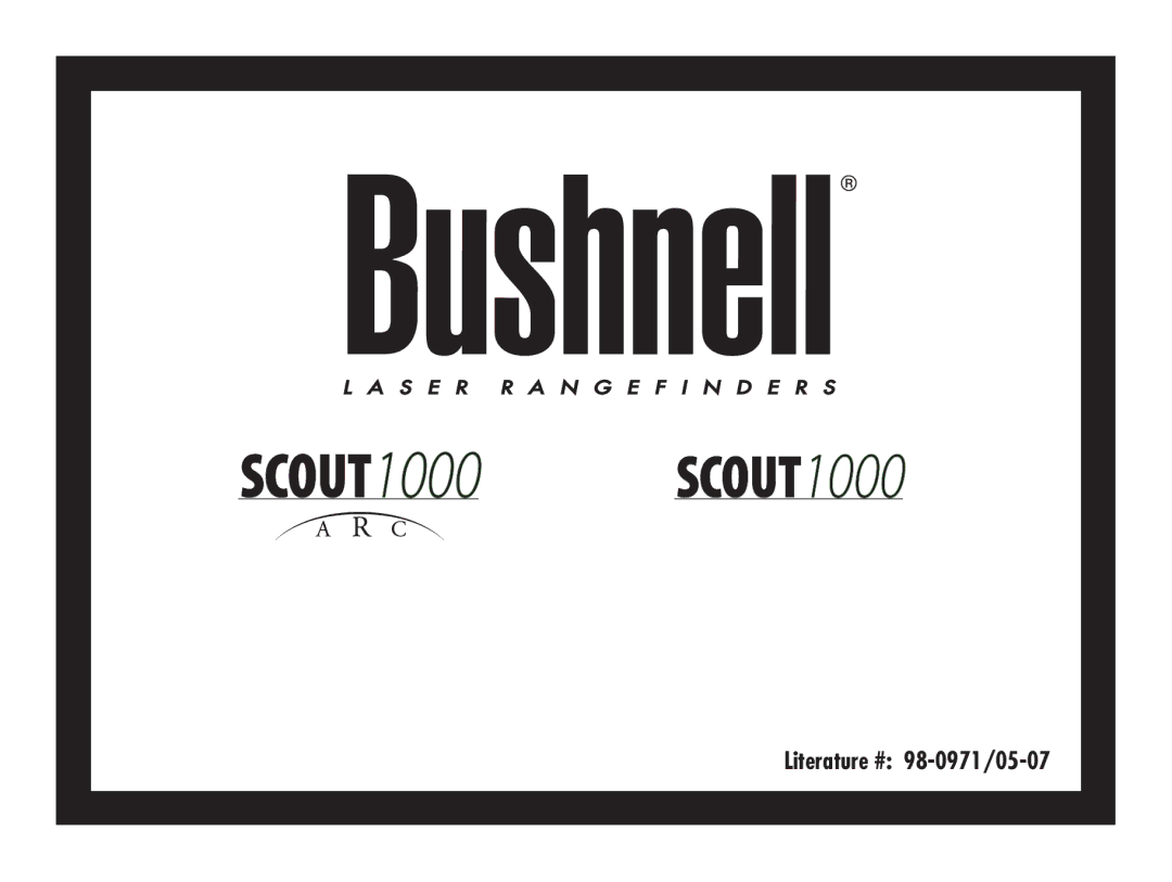 Bushnell SCOUT1000 manual Scout 1000 Scout 