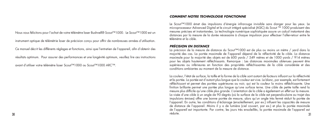 Bushnell SCOUT1000 manual Comment Notre Technologie Fonctionne, Précision EN Distance 