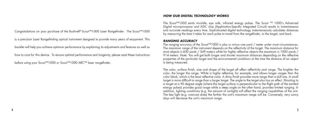 Bushnell SCOUT1000 manual HOW OUR Digital Technology Works, Ranging Accuracy 