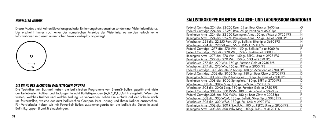 Bushnell SCOUT1000 manual Normaler Modus, DIE Wahl DER Richtigen Ballistischen Gruppe 