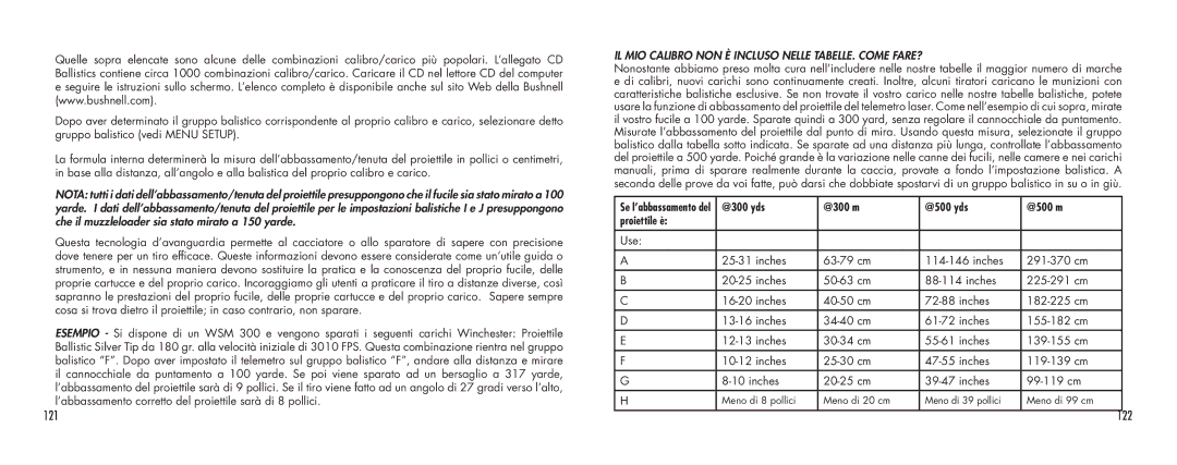 Bushnell SCOUT1000 manual 121, 122 