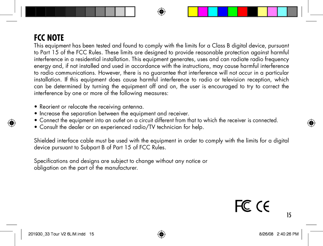 Bushnell Tour V2 manual FCC Note 