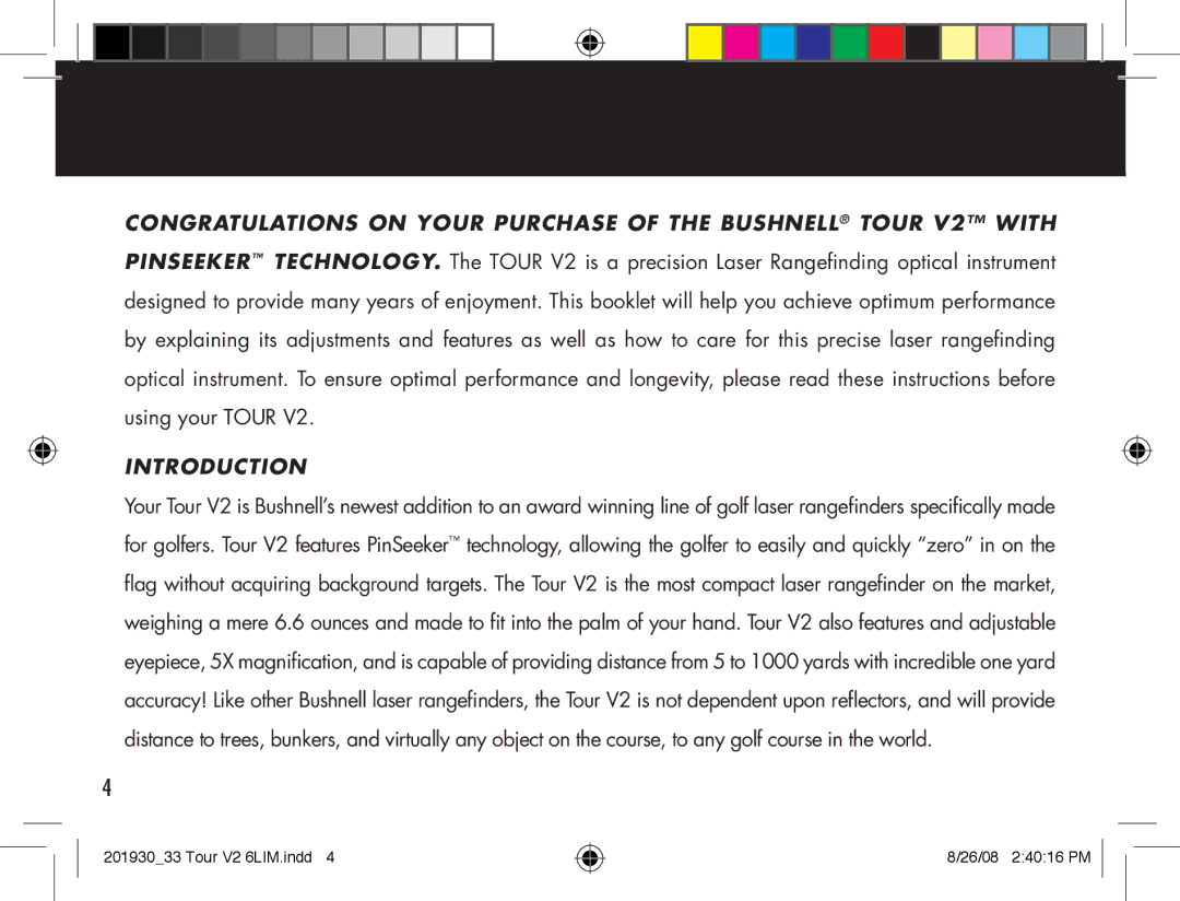 Bushnell Tour V2 manual Introduction 