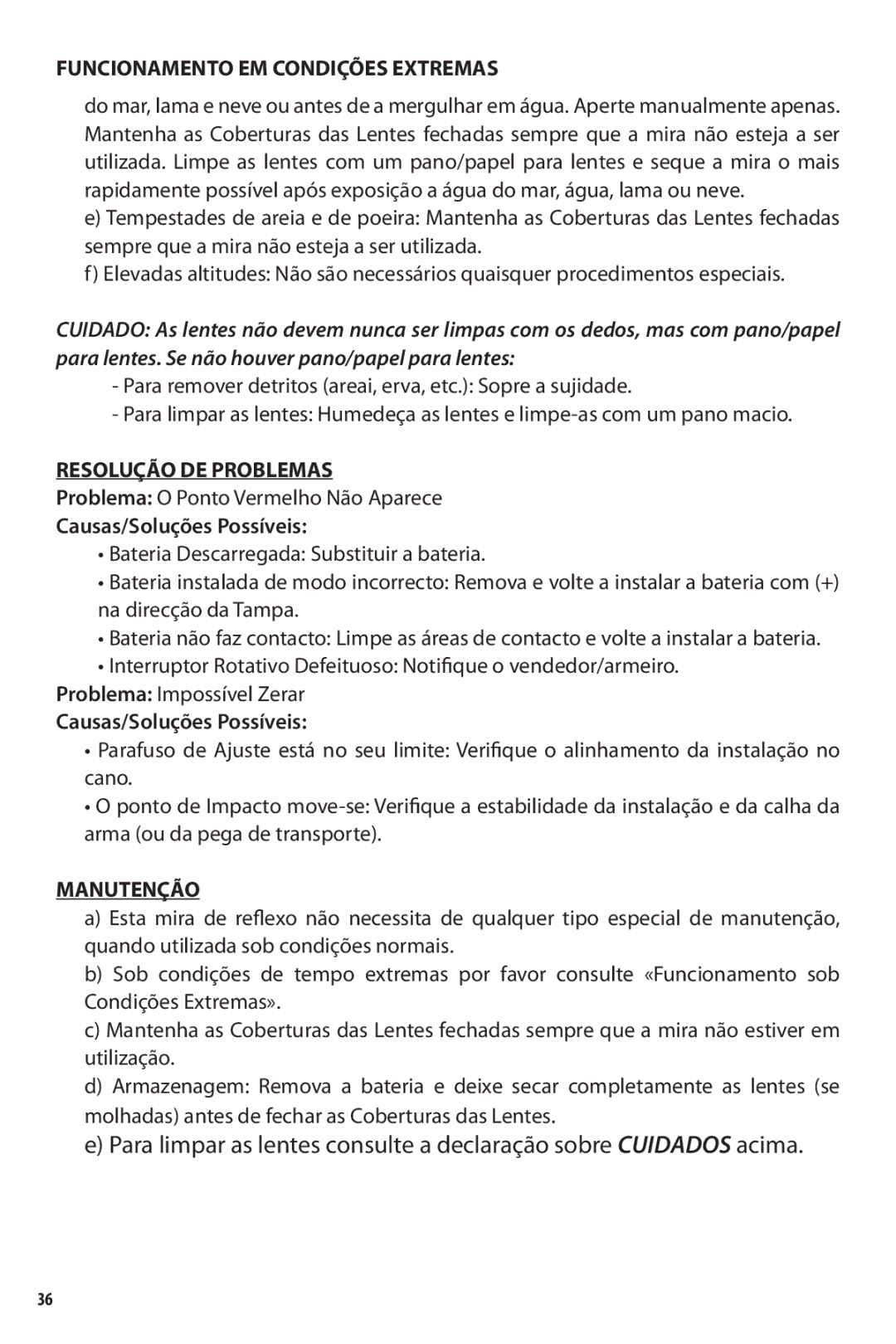 Bushnell TRS-25 owner manual Resolução DE Problemas, Causas/Soluções Possíveis 