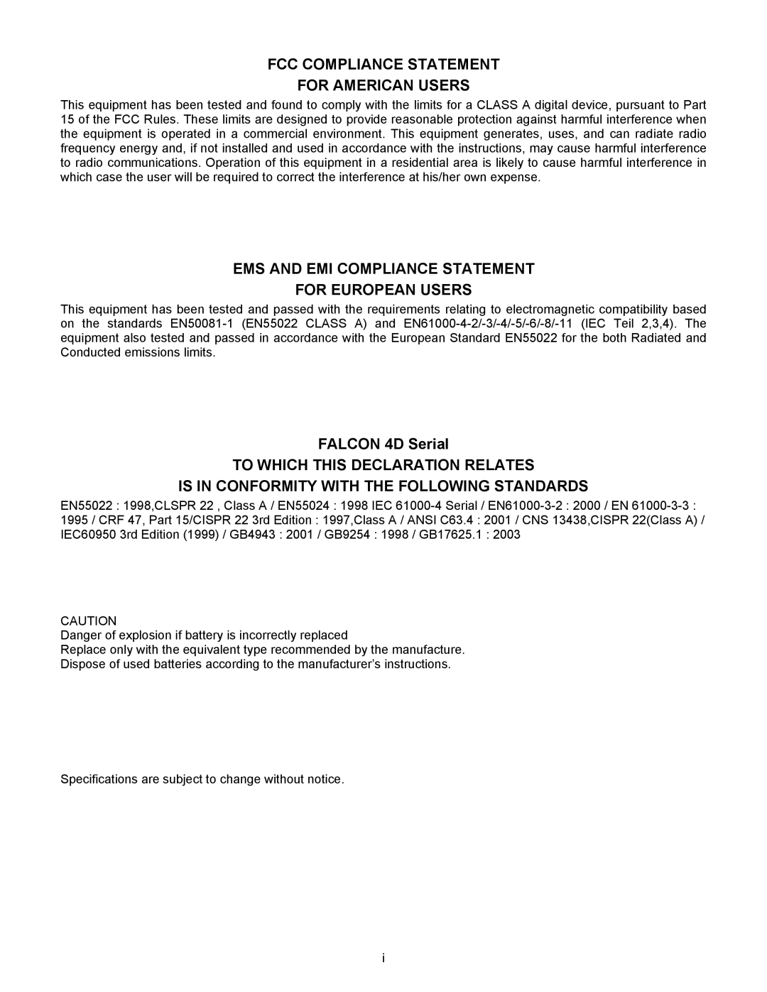 BUSlink FALCON 4D manual FCC Compliance Statement For American Users 