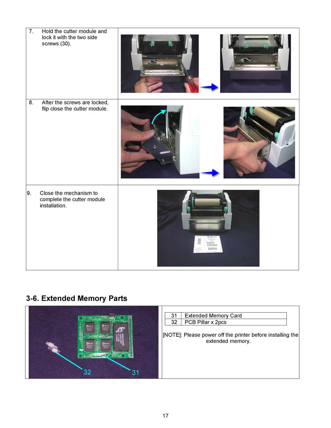 BUSlink FALCON 4D manual Extended Memory Parts 