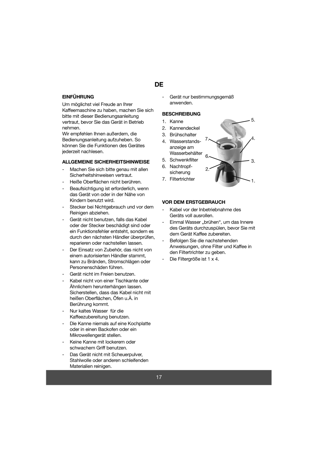 Butler 645-071 manual Einführung, Allgemeine Sicherheitshinweise, Beschreibung, VOR DEM Erstgebrauch 