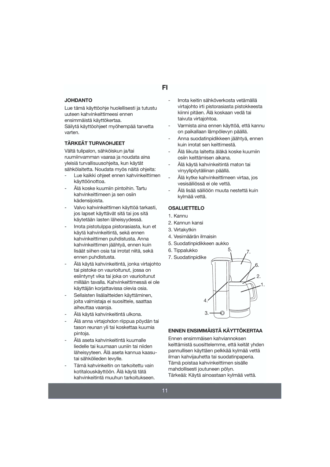 Butler 645-082 manual Johdanto, Tärkeät Turvaohjeet, Osaluettelo, Ennen Ensimmäistä Käyttökertaa 