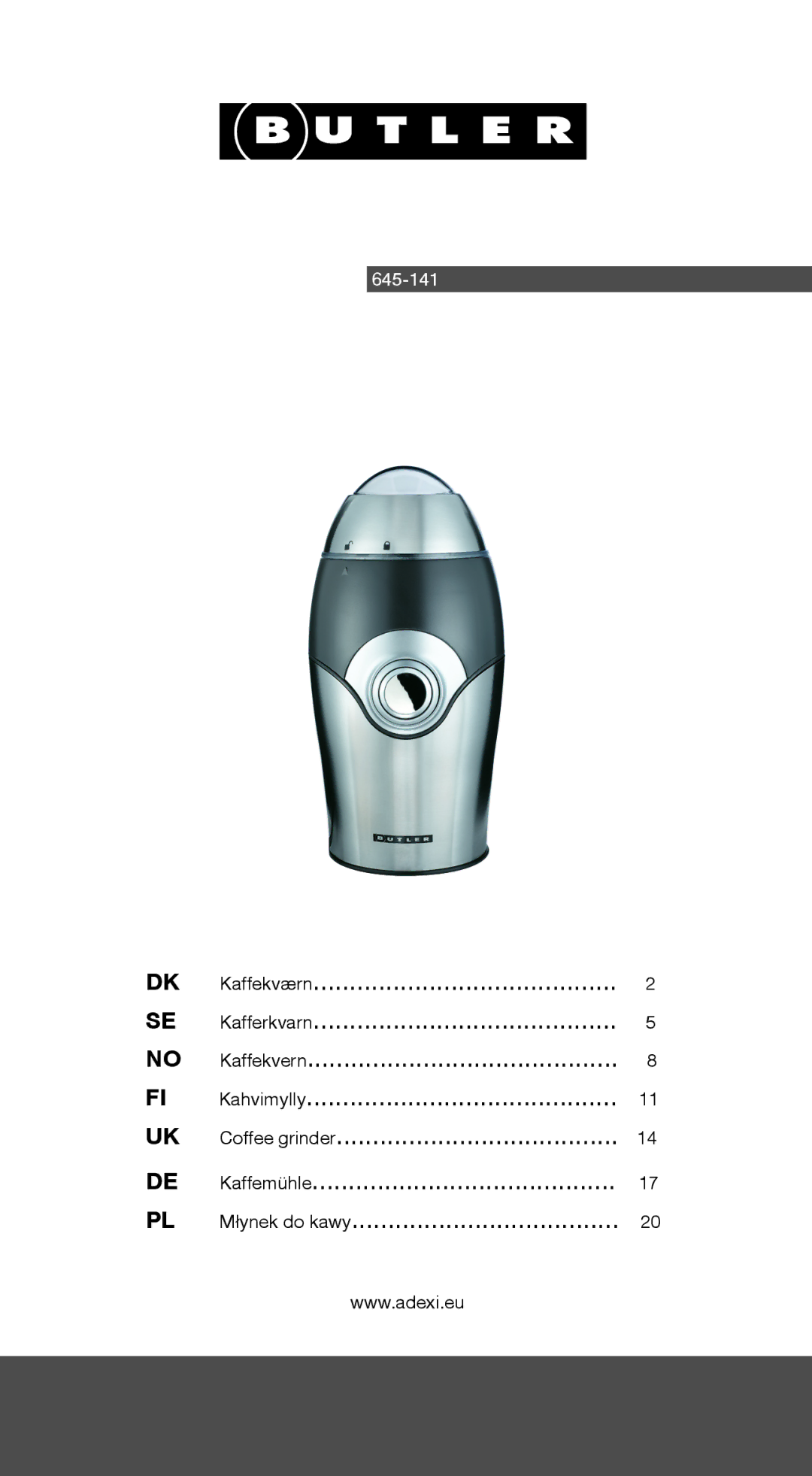 Butler 645-141 manual 