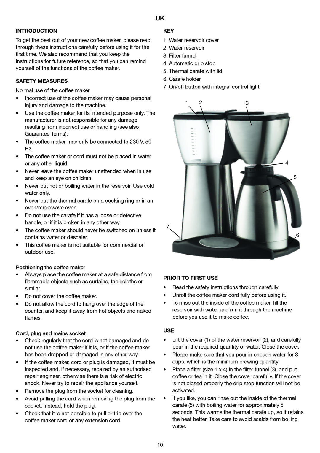 Butler 645-230 manual Introduction, Safety Measures, Key, Prior to First USE, Use 