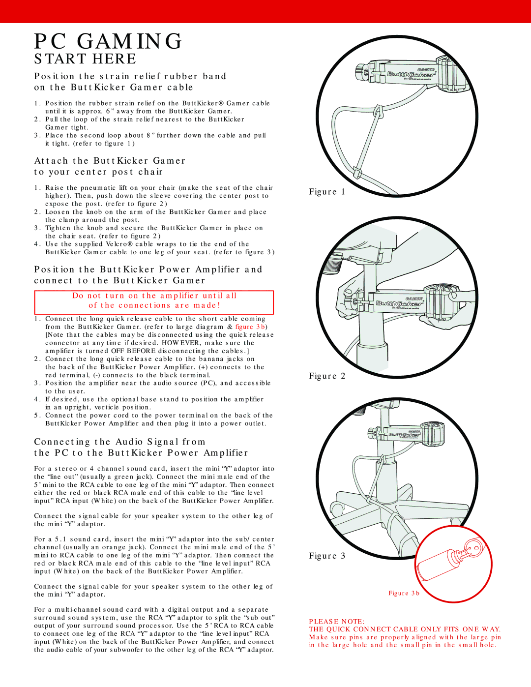 ButtKicker BK-GR2 manual PC Gaming, Start Here 