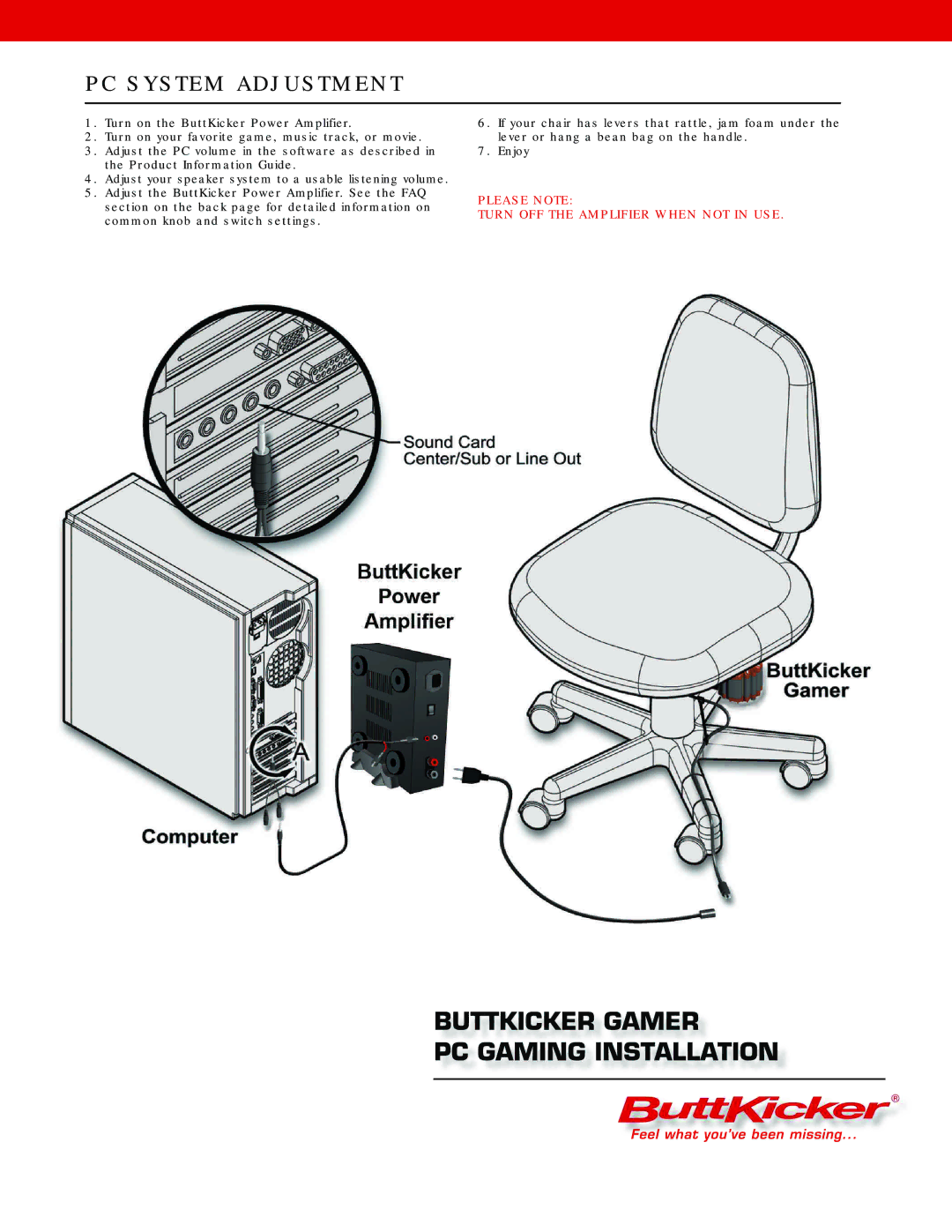 ButtKicker BK-GR2 manual PC System Adjustment 