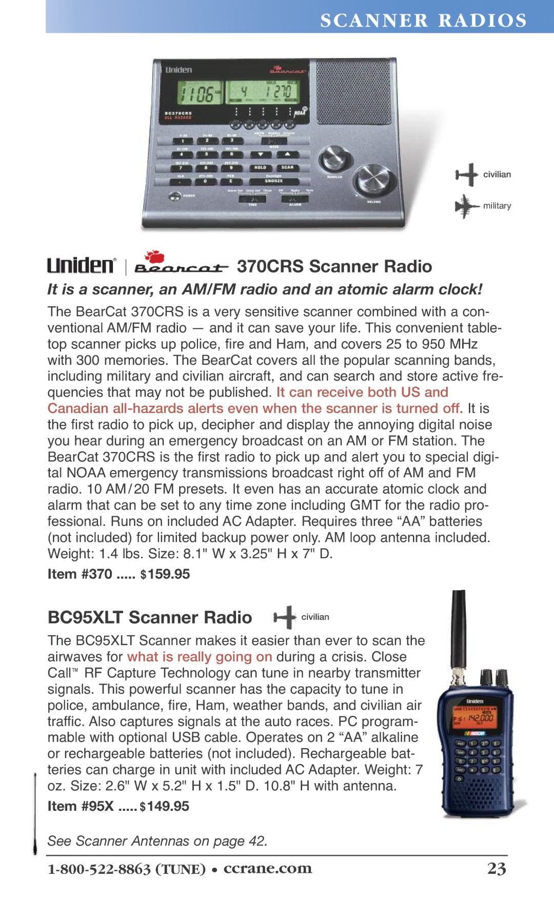 C. Crane 19f manual Scan NER Radi OS, 370CRS Scanner Radio, BC95XLT Scanner Radio civilian 