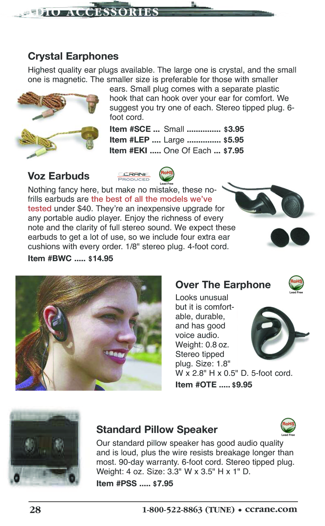 C. Crane 19f manual RA DIO Accessori ES, Crystal Earphones, Voz Earbuds, OverLooks unusualThe Earphone Lead Free 