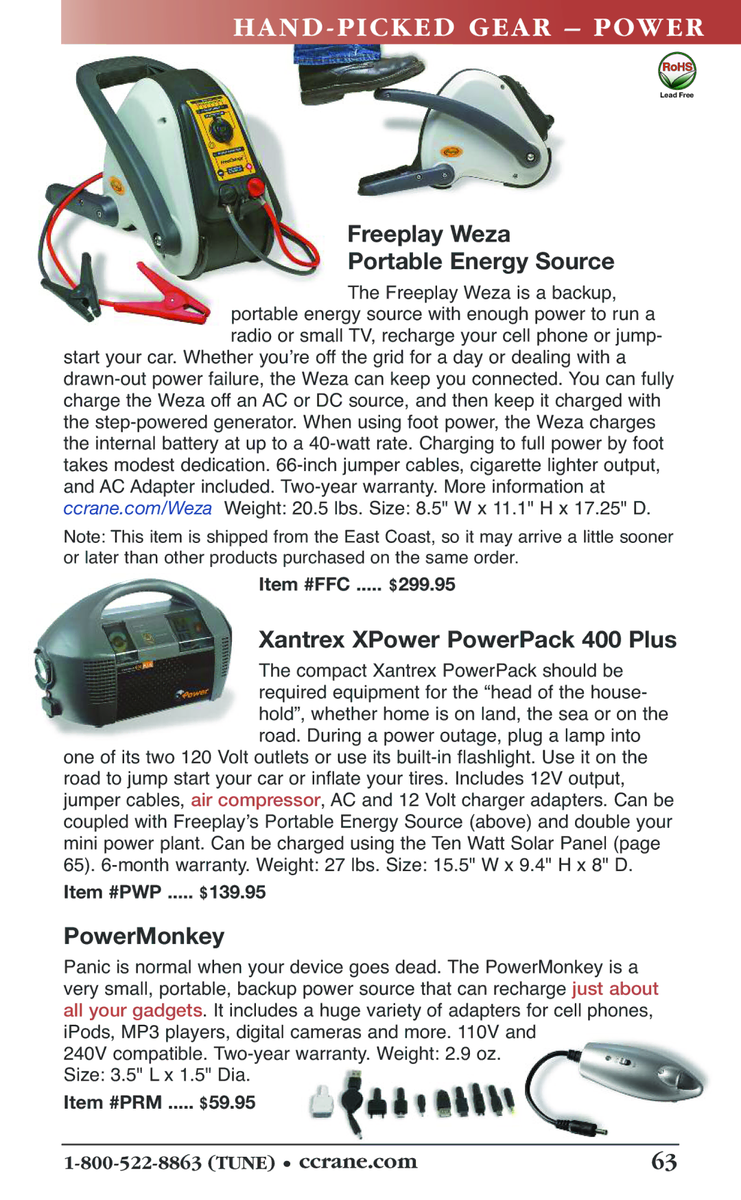 C. Crane 19f manual Freeplay Weza Portable Energy Source, Xantrex XPower PowerPack 400 Plus, PowerMonkey 