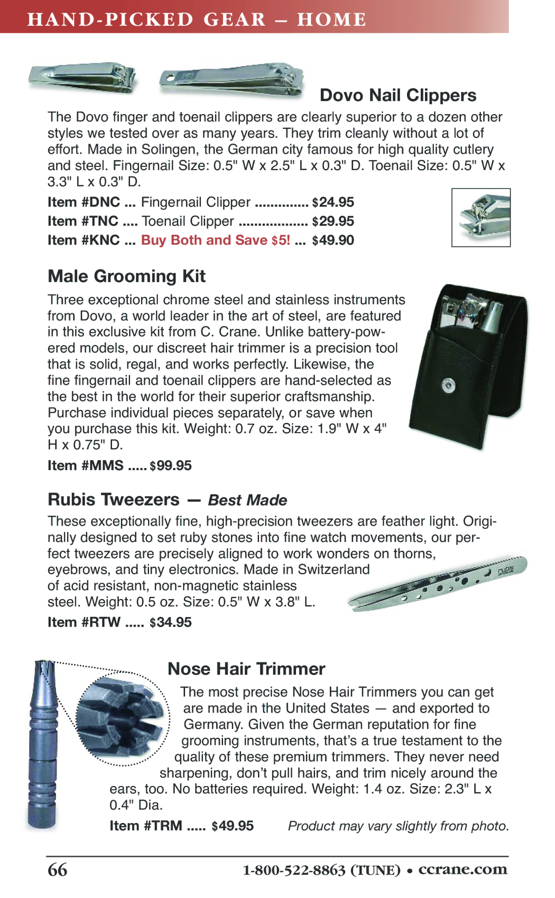 C. Crane 19f manual Hand -PIC KE D Gear HO ME, Dovo Nail Clipp rs, Male Grooming Kit, Nose Hair Trimmer 