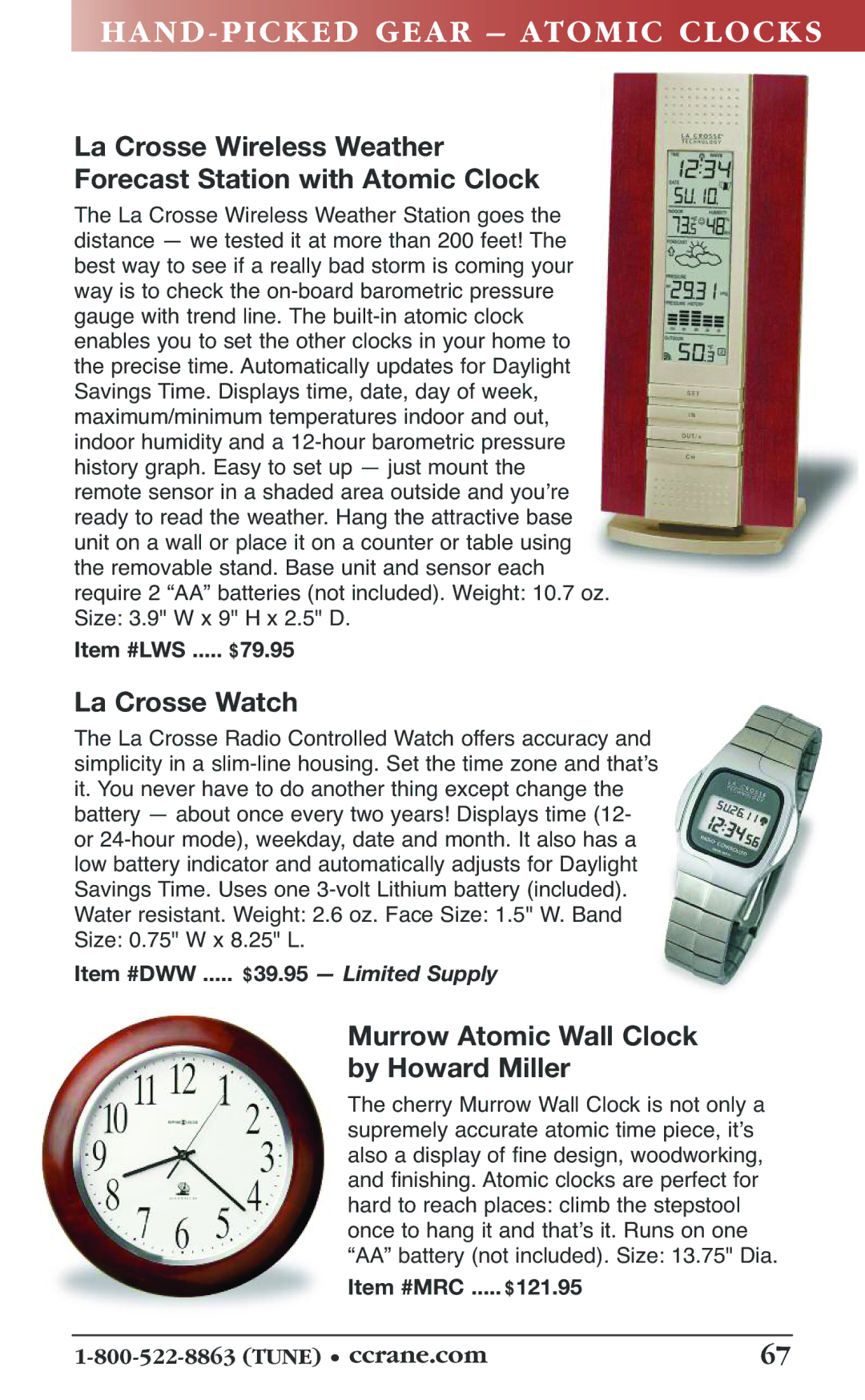 C. Crane 19f manual HA ND-PICK ED Gear Atom IC CL Ocks, La Crosse Watch, Murrow Atomic Wall Clock By Howard Miller 