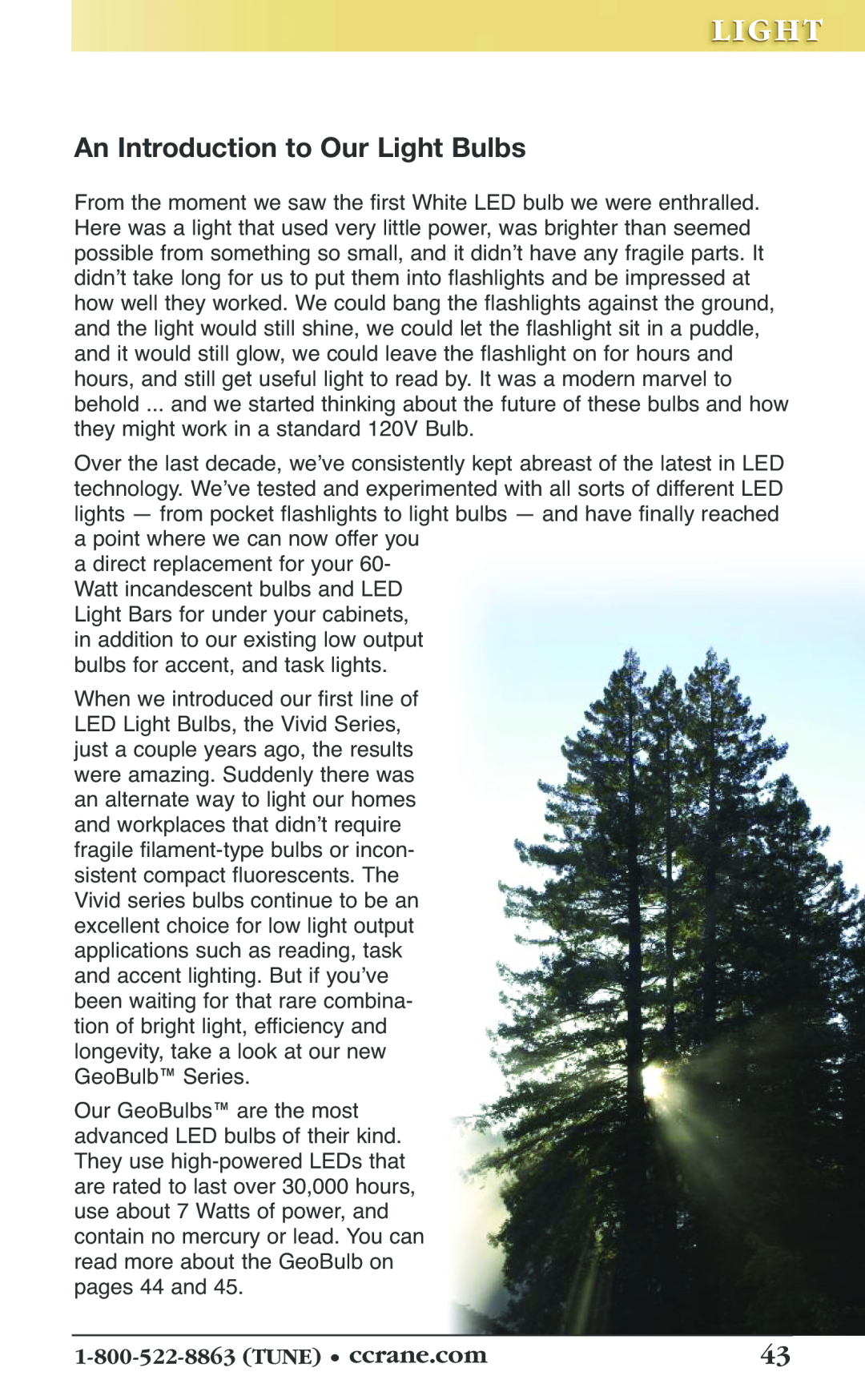 C. Crane 19f manual Li Ght, An Introduction to Our Light Bulbs, 1-800-522-8863TUNE • ccrane.com 
