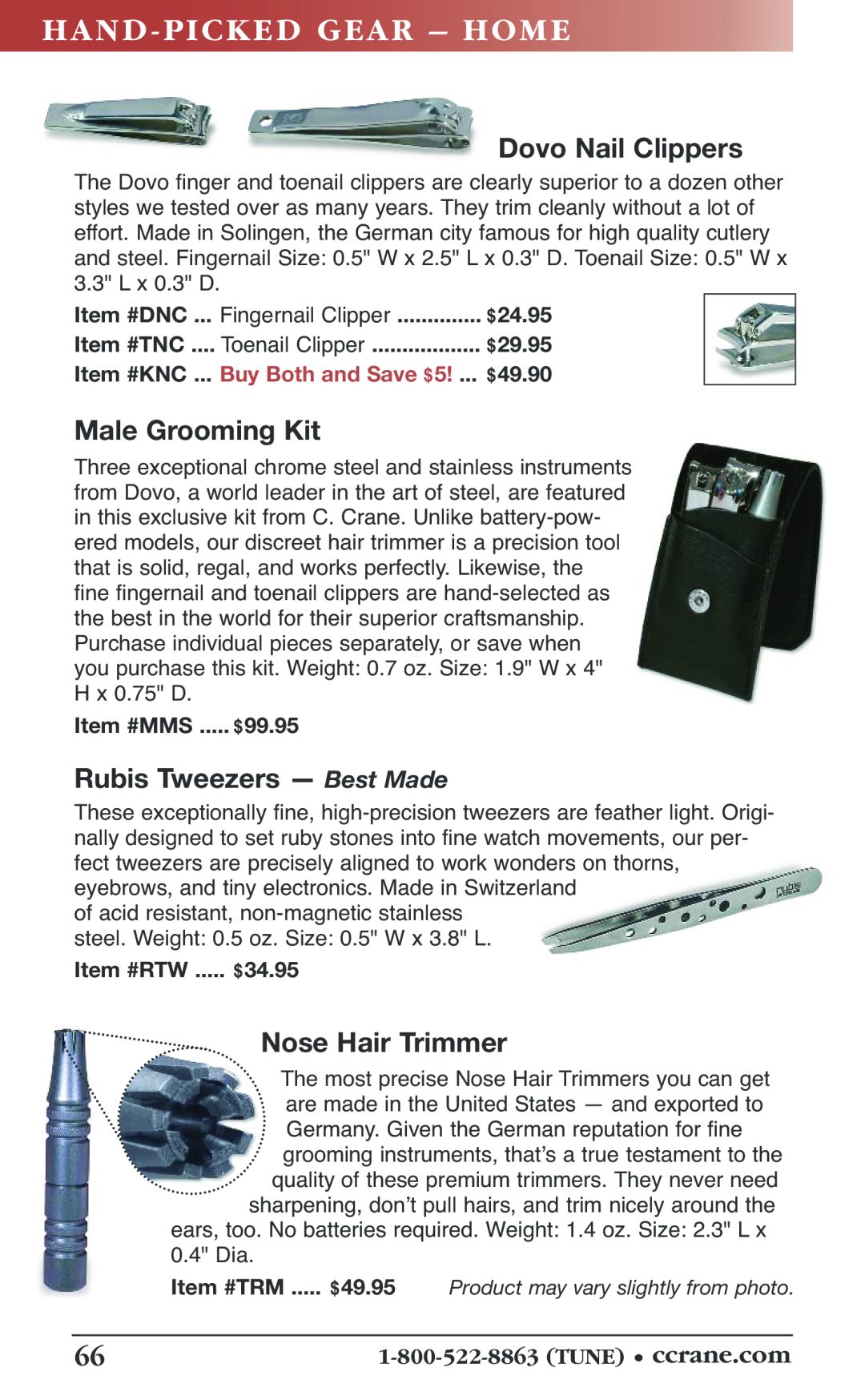 C. Crane 19f Hand -Picke D Gear – Ho Me, Dovo Nail Clipp rs, Male Grooming Kit, Nose Hair Trimmer, L x 0.3 D, Item #DNC 