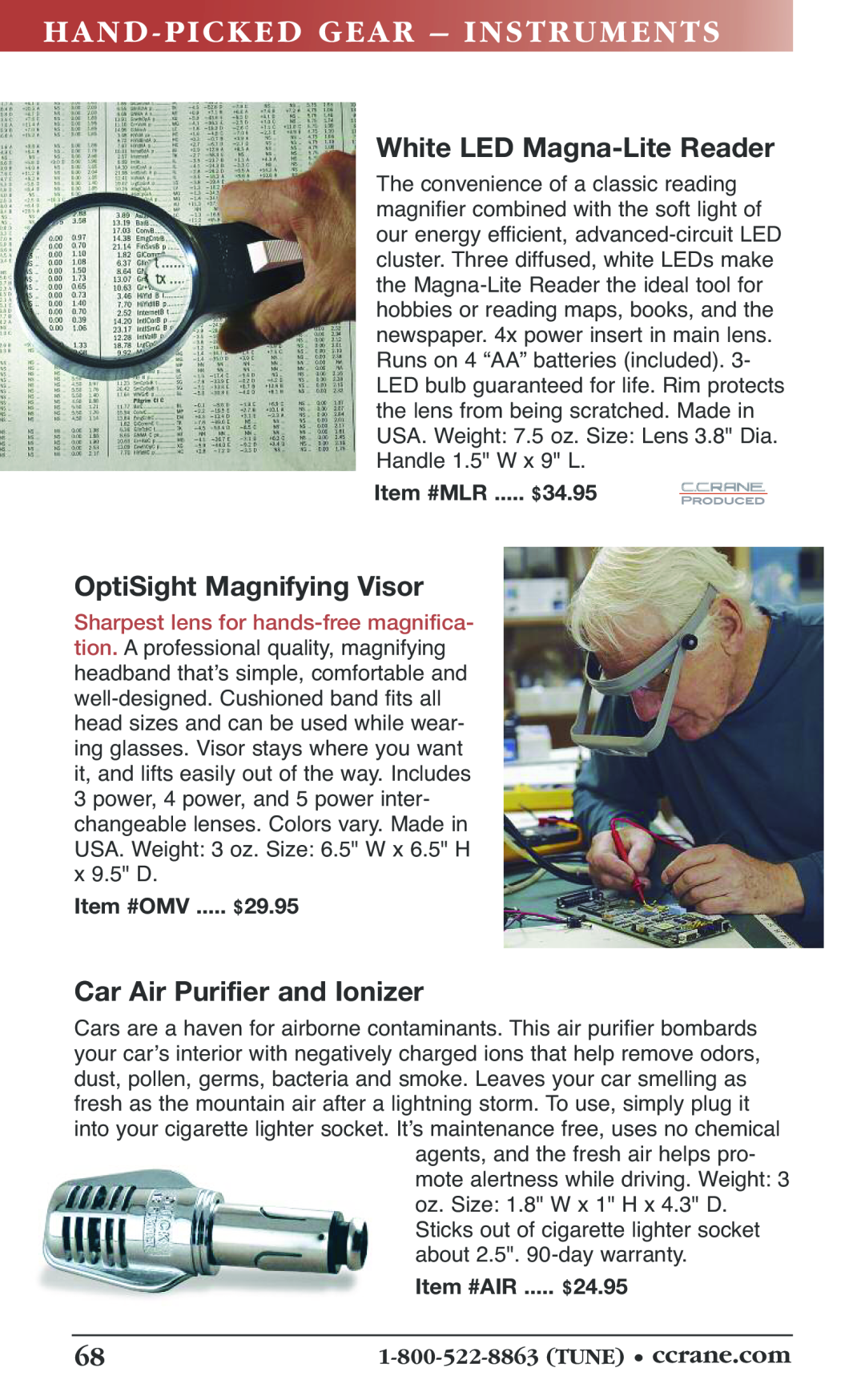 C. Crane 19f manual Hand -Picked Gear – Ins Tru Ment S, White LED Magna-LiteReader, OptiSight Magnifying Visor, $24.95 