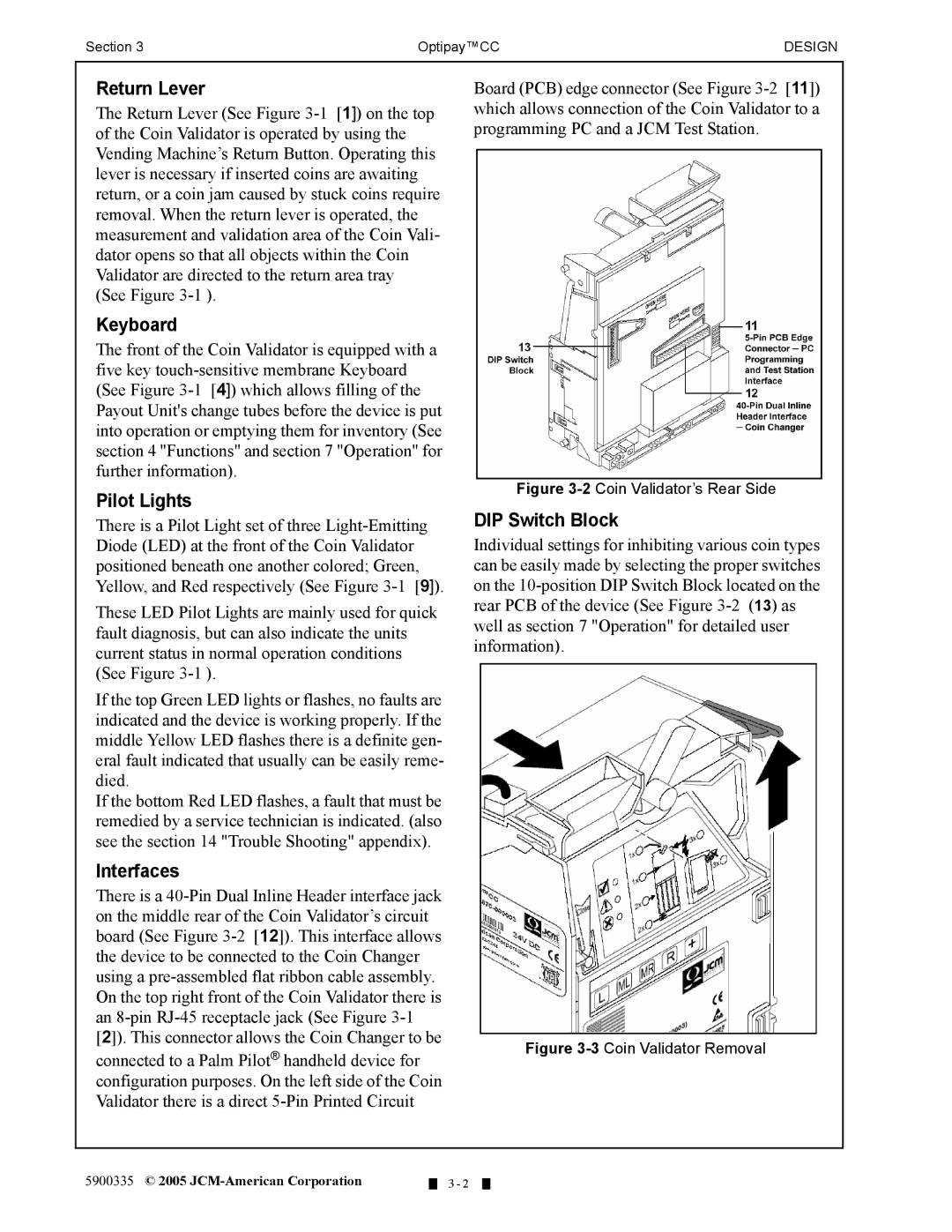 C. Crane A-66 manual Return Lever, Keyboard, Pilot Lights, Interfaces, DIP Switch Block 