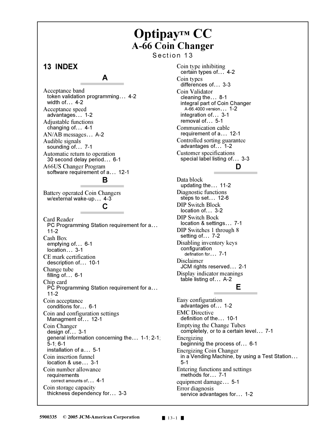 C. Crane A-66 manual Index, Disclaimer 