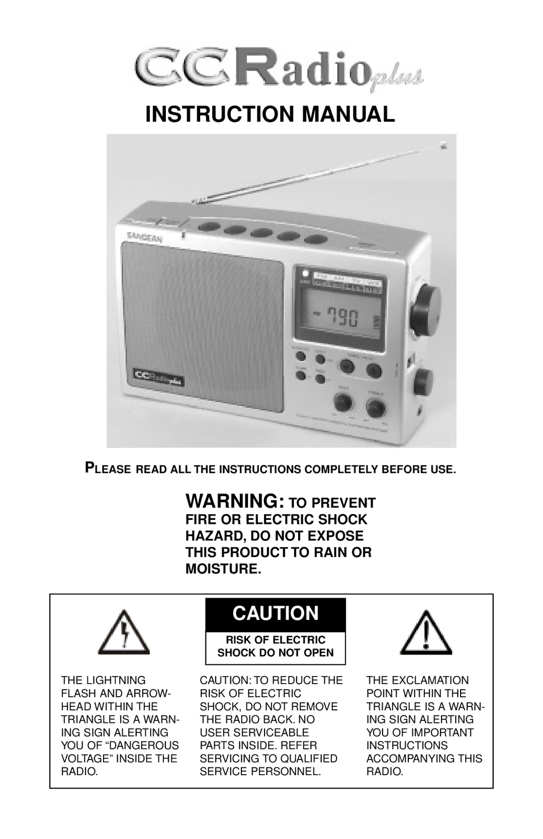 C. Crane CCRadio plus instruction manual Please Read ALL the Instructions Completely Before USE 