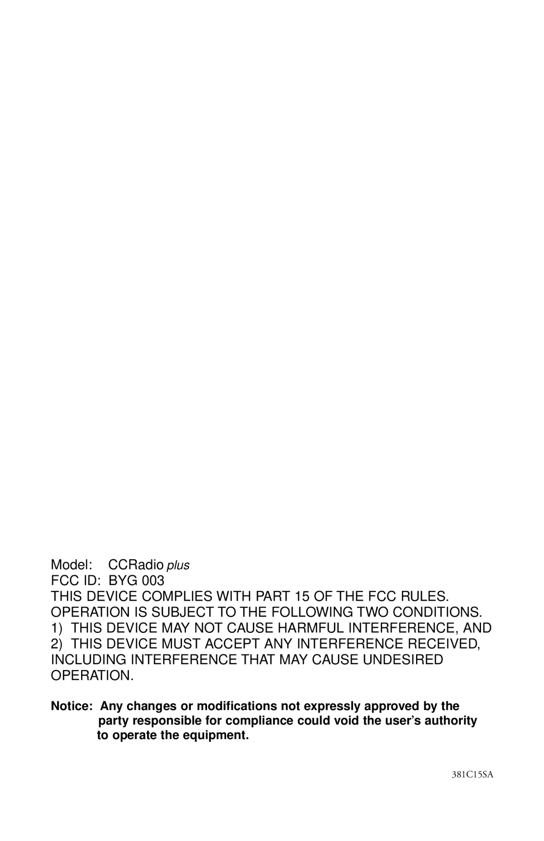 C. Crane instruction manual Model CCRadio plus 