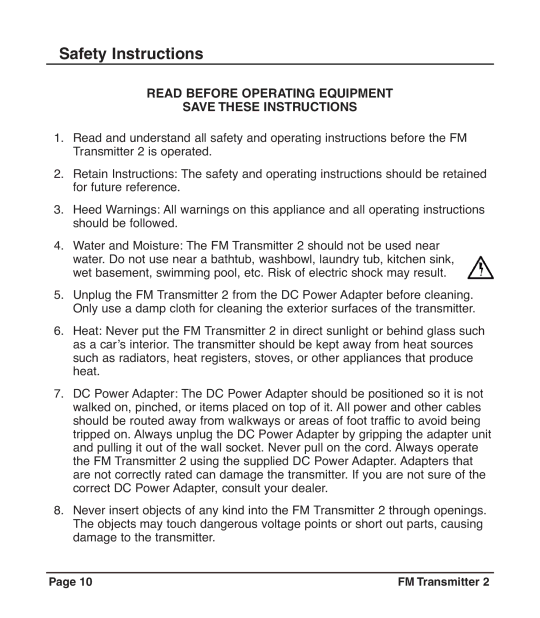 C. Crane 024 S, D483, FM2 operating instructions Safety Instructions, Read Before Operating Equipment 