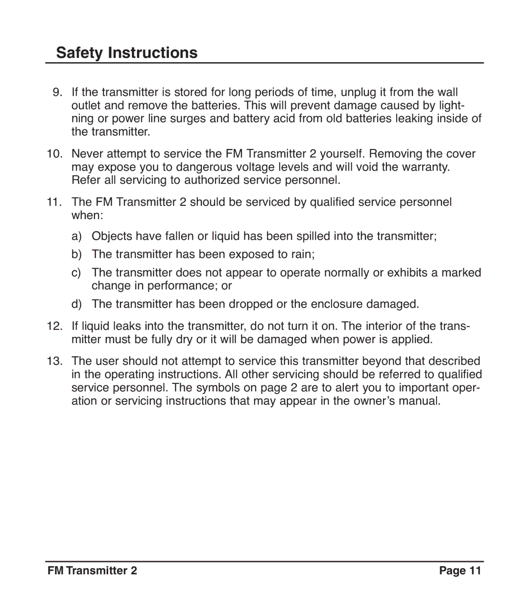 C. Crane FM2, D483, 024 S operating instructions Safety Instructions 